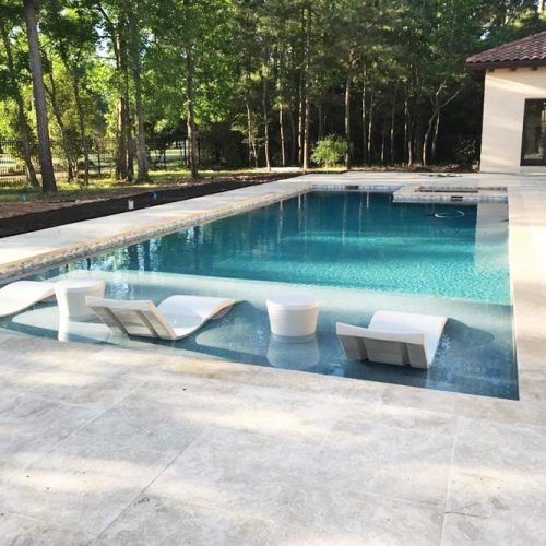 Tuscany Travertine Pavers On A Deck Around A Pool #backyardpooldeck