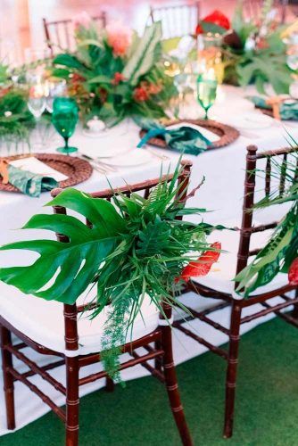 Tropic Decor For Chairs #wedding #weddingflowers