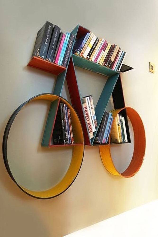 Creative Bicycle Bookcase Design #colorfulbookcase