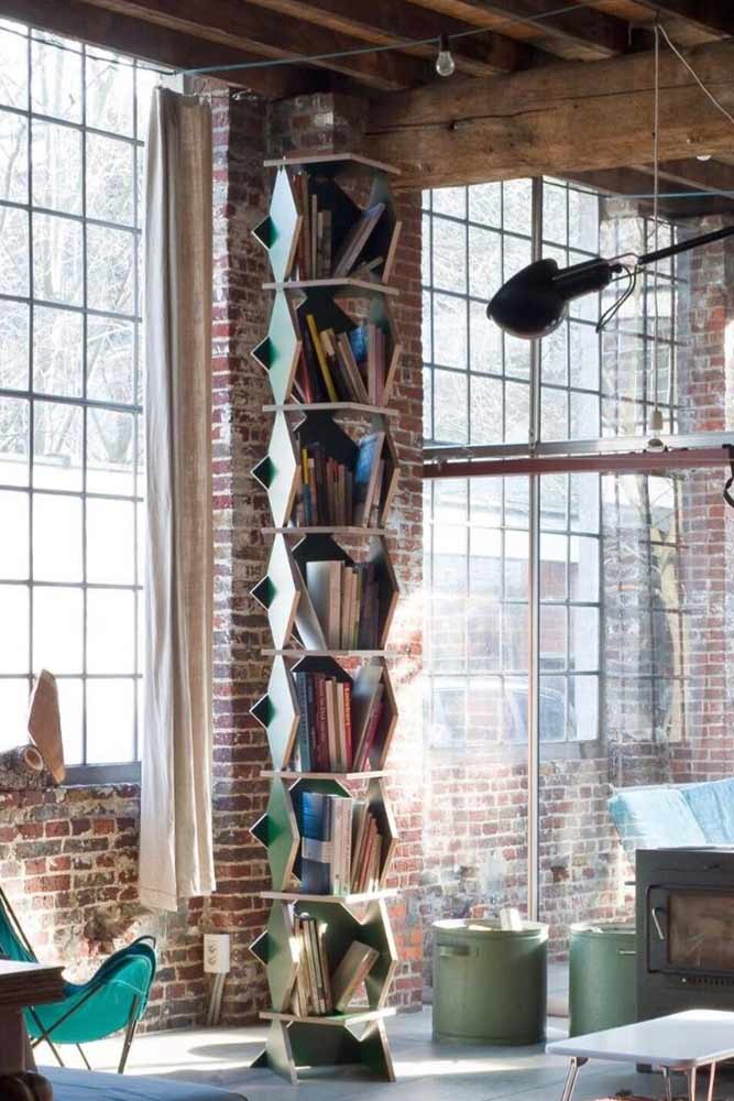 Modern Tall Geometric Bookcase Design #geometricbookcase