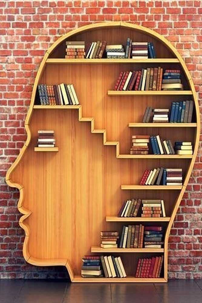 Creative Head Wooden Bookcase Design #headbookcase