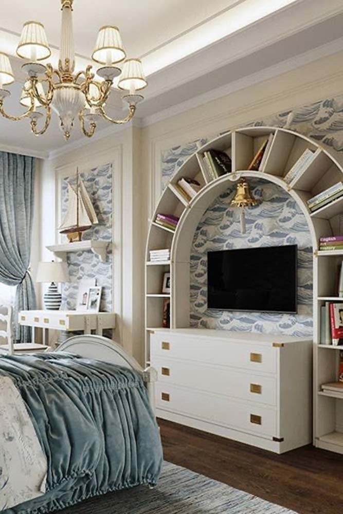 Arched White Bookcase Design #archedbookcase