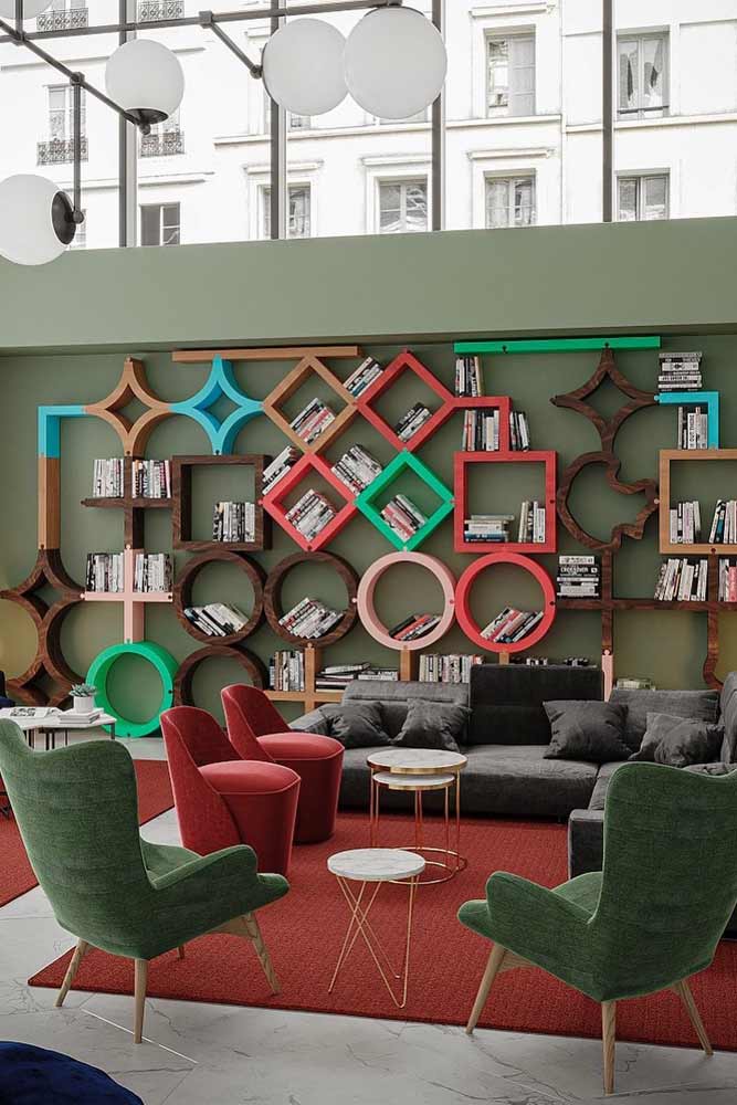 Wall Mounted Colorful Modern Bookcase #modernbookcase