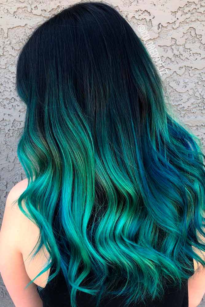 Black And Green Ombre #ombrehair #colorfuhair