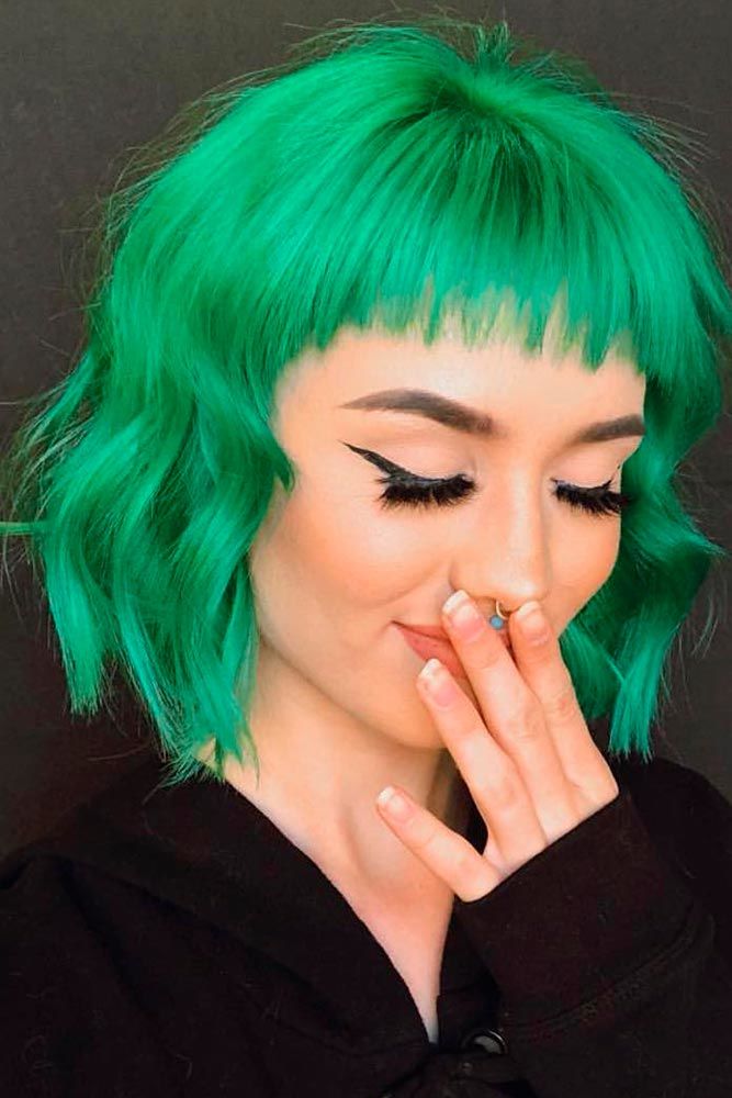 Bright Green #colorfulhair #shorthairstyles