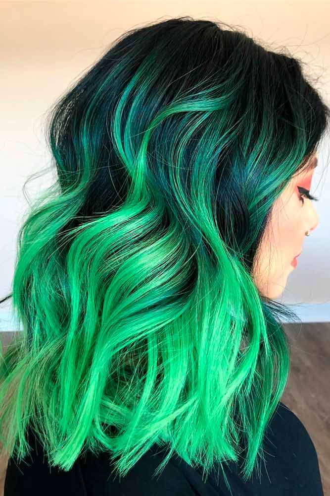 Bold Green Ombre Hair #colorfulhair #ombrehair