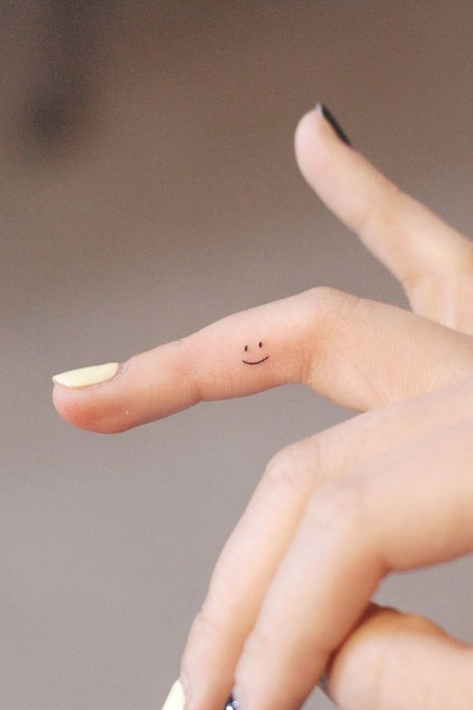 Positive Smile On Finger #smiletattoo #fingertattoo