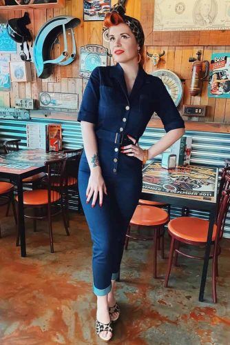 Denim Jumpsuit Outfit Idea #denimjumpsuit