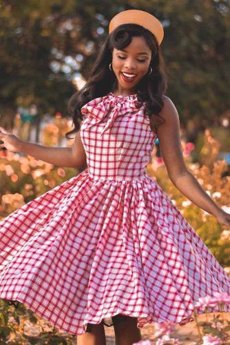 Plaid Dress In Pin Up Style #plaidprint #vintagedress