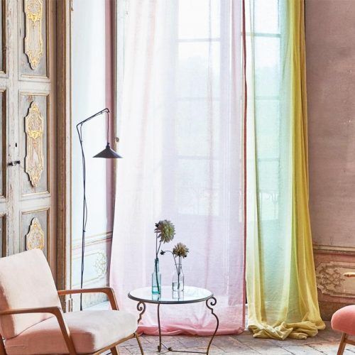 Yellow And Pink Linen Fabrics #coloredcurtains