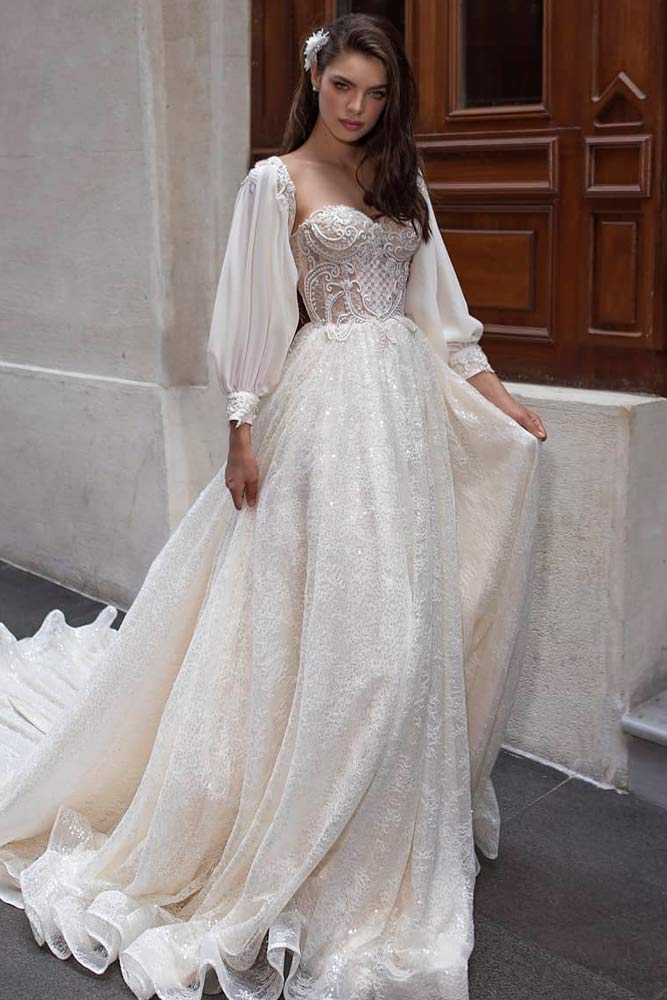 long sleeve cinderella wedding dress