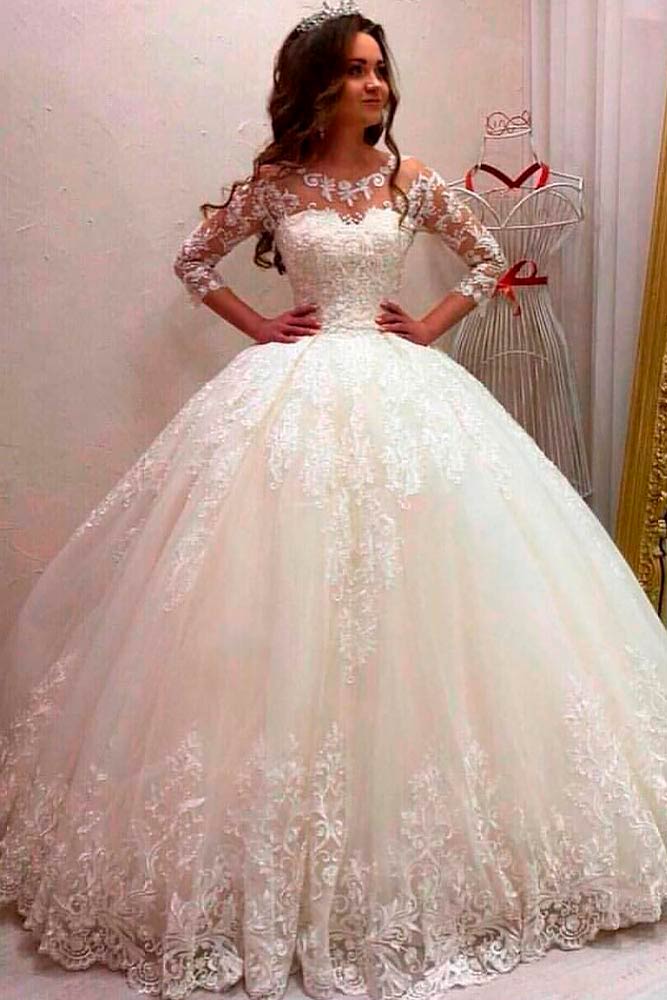 long sleeve diamond wedding dress