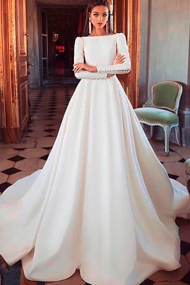 long sleeve silk wedding dress