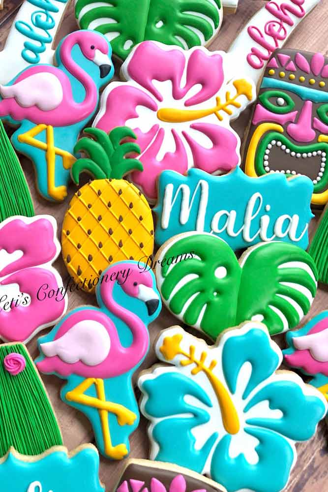 Luau Cookies Ideas #tropicalcookies #luaufood