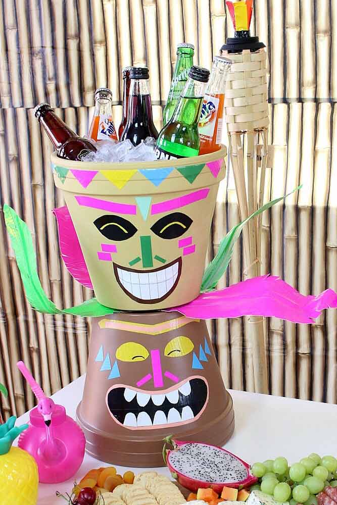 Drinks Holder Design For Luau Party #tikiman #drinksholder