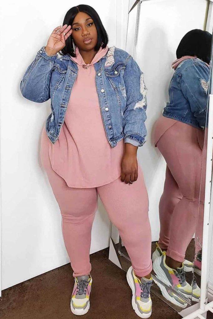 Pink Suit With Denim Jacket Outfit #denimjacket