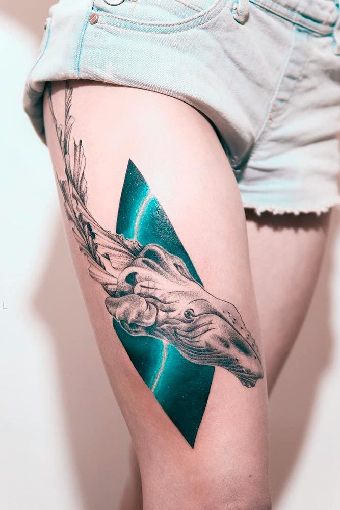 Una ballena medusa con elementos geométricos #whaletattoo #geometrictattoo