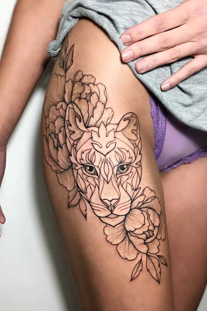 Tatuajes De Leones En El Muslo #liontattoo