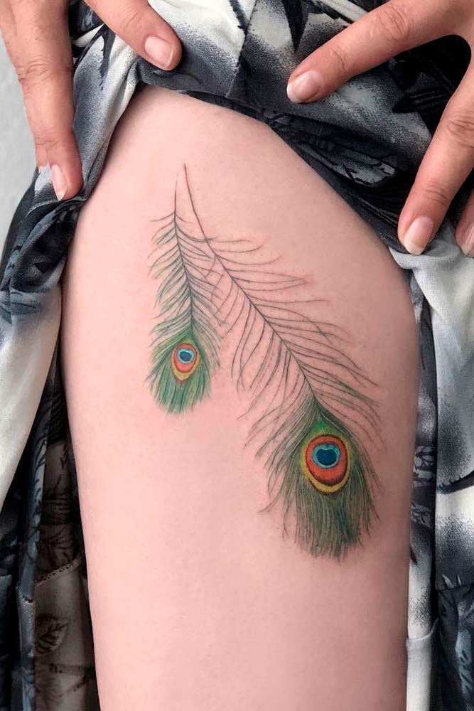 A Peacock Feather Tattoo Idea #peacockfeathertattoo #feathertattoo