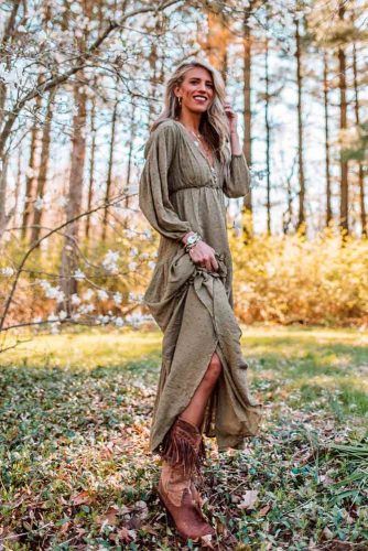 maxi dress and cowboy boots