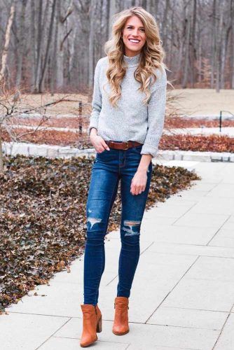 Ripped Jeans With A Sweater #casualoutfit #stylishlook