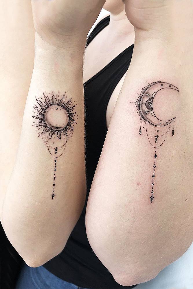 The Sun And The Moon Tattoos #sunandmoontattoo #suntattoo #moontattoo