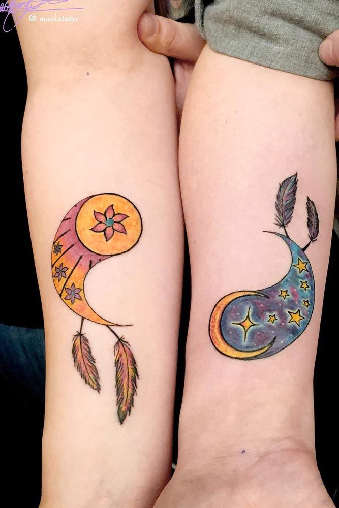 Yin Yang Colorful Tattoo Ideas #yinyangtattoo