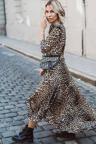 Wild Print Dress With Combat Boots Outfit #leoparddress