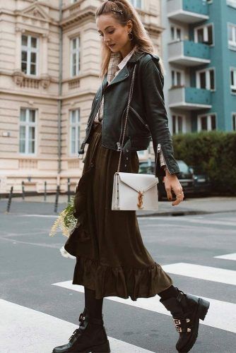 long skirt with combat boots