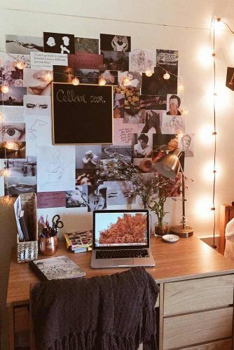 Study Space Organization With Pictures Wall Decor #studyspace #deskorganization