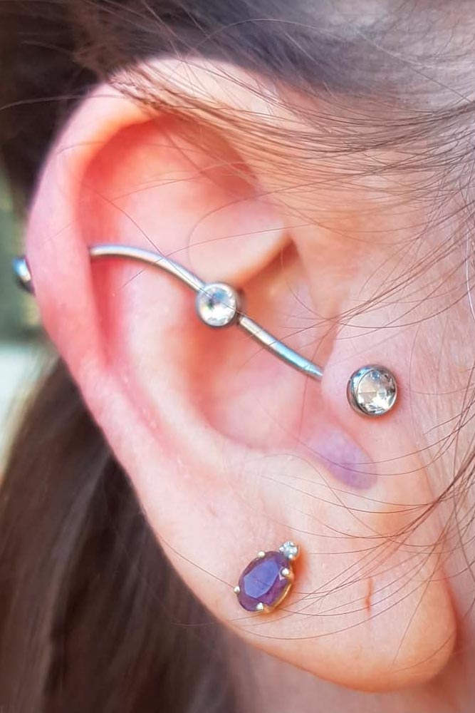 Tragus Piercing With Unique Barbell #piercing #beauty 