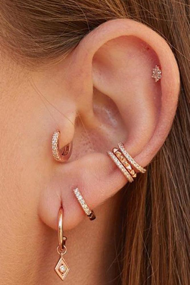 Mini Huggies Tragus Piercing #minihiggiesring #goldjewelry