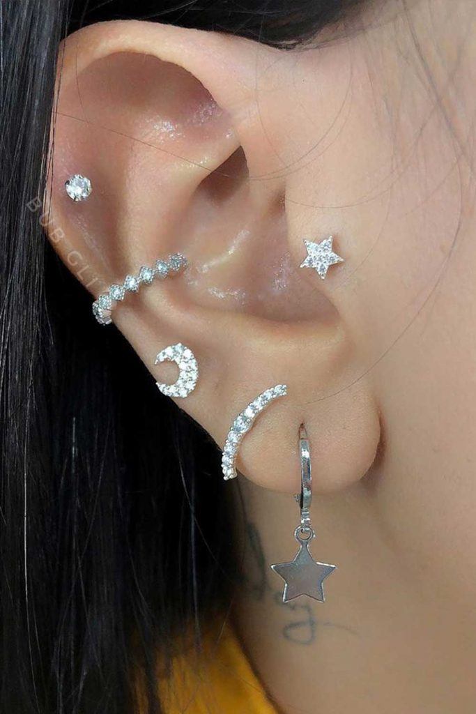 Piercing with Stars Earrings #staeearrings #piercing