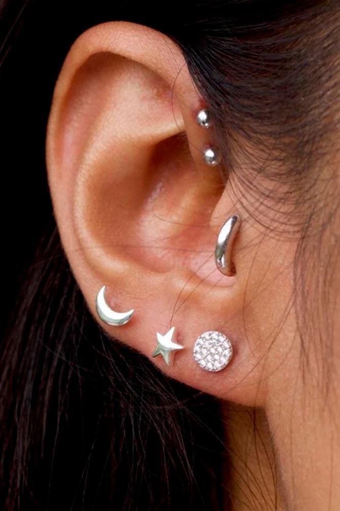 Silver Thick Piercings Ring In Tragus #silverjewelry #silverpiercing