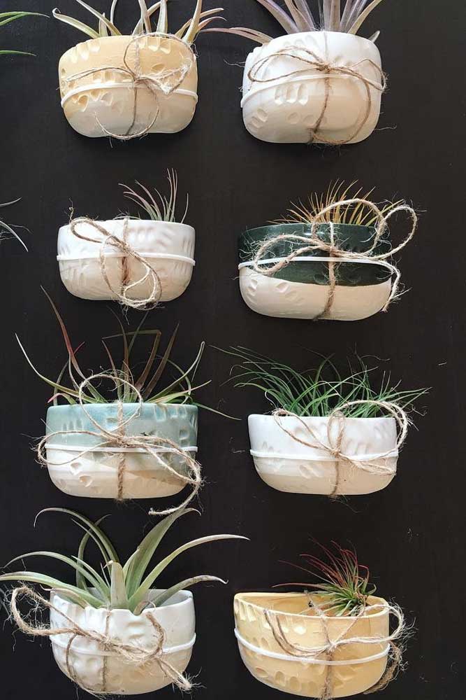 Ceramics Wall Pots With Half Color Accent #ceramicspots #wallmounted