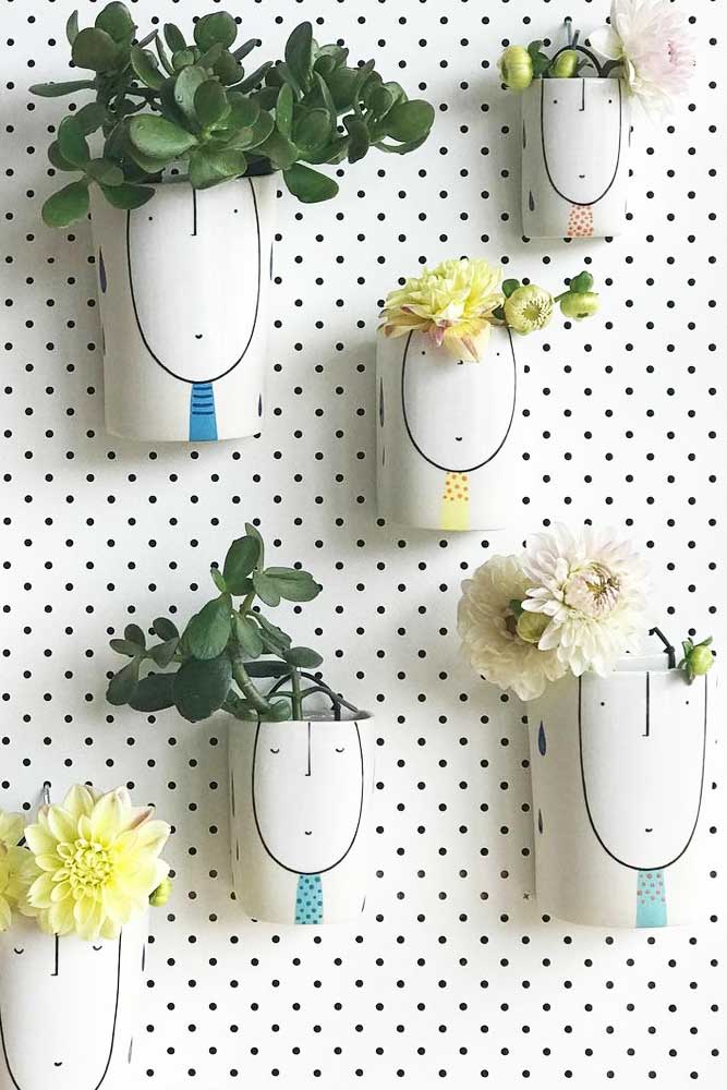 Fun Painted Wall Plants Pots #paintedpots