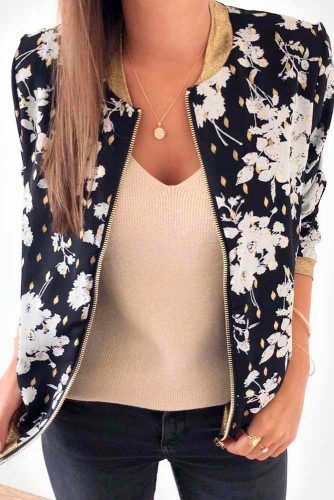 Floral Printed Bomber Jacket