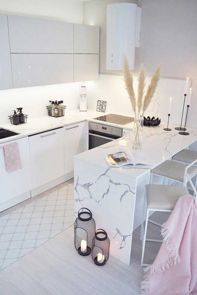 Modern Minimalist Kitchen Design In White #marblefurniture