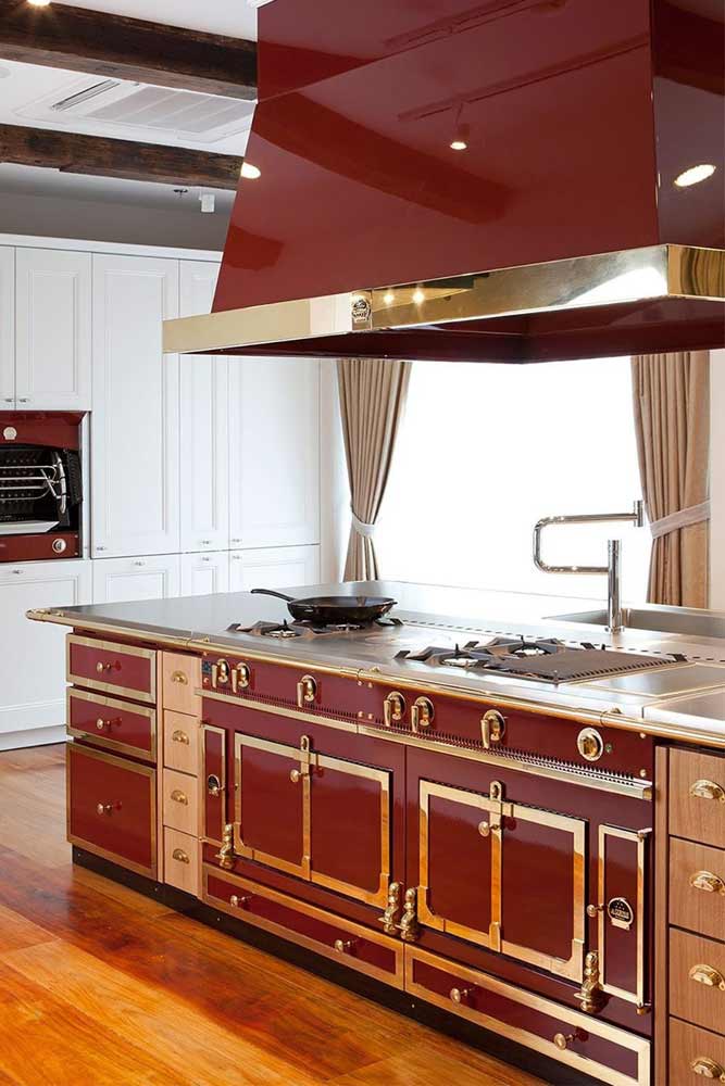 Kitchen Décor With Red Island Accent #redkitchenisland