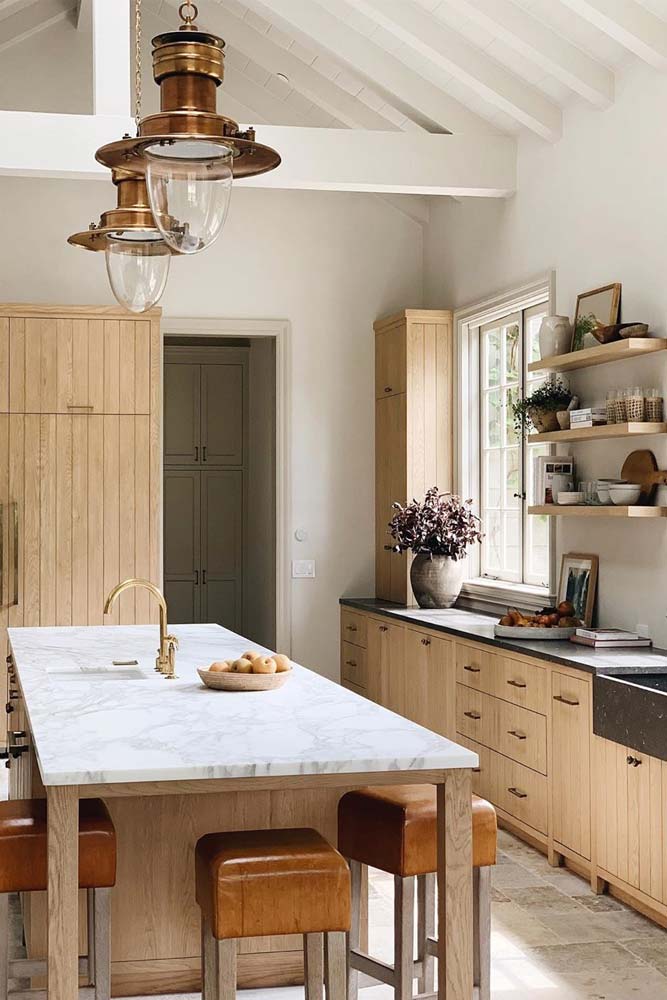 Kitchen Ideas With Retro Counter Stools #stools #woodencabinets