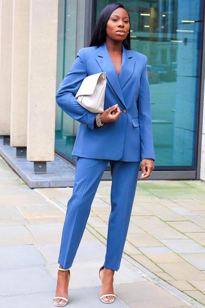 Blue Power Suit Outfit Idea #powersuit