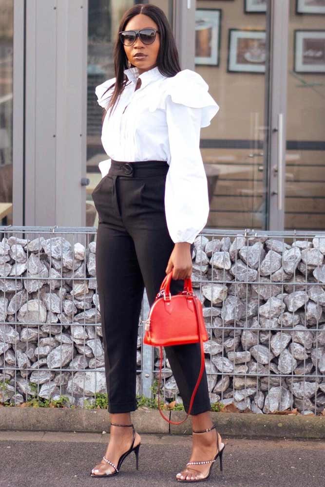 White Blouse With Black Pants Outfit #blackpants