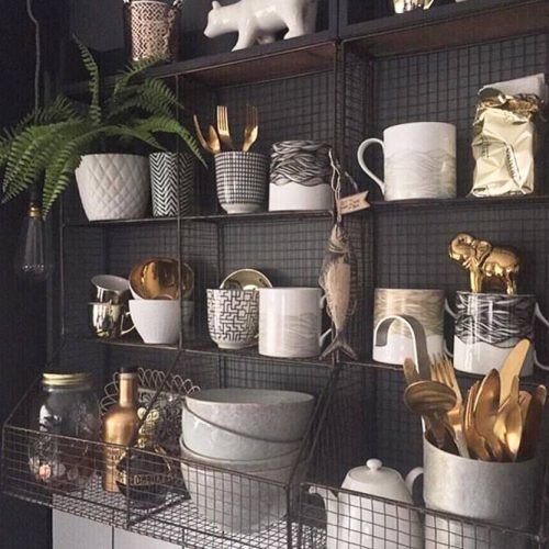 Metallic Baskets Floating Shelves #metallicbaskets