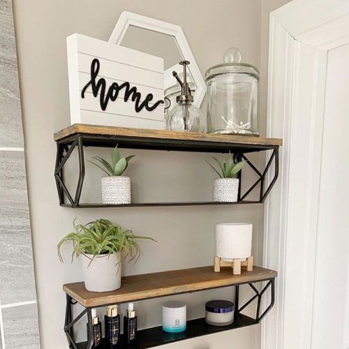 Wooden And Metallic Floating Shelves #metallicshelves #industrialshelves