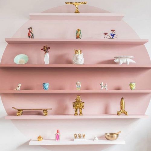 6-tier Pink Wooden Floating Shelves #pinkombre #pinkshelf