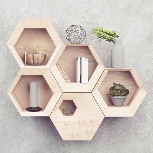 Hexagon Wooden Shelves Design #hexagonshelves