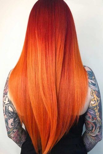 Tangerine Hair Shade #straighthair #longhar #hairombre #tangerinehair 