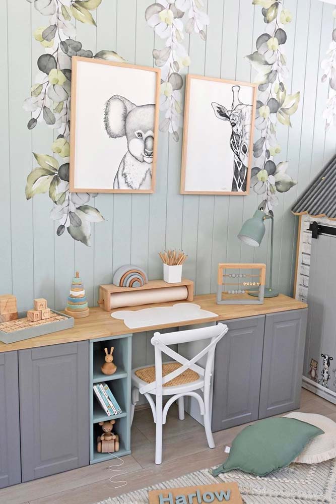 Modern Desk With Space Storage Cabinets #graydesk #whitechair