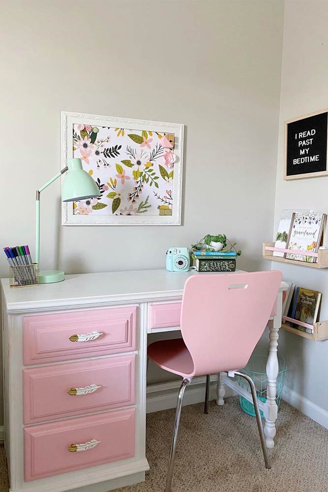 Classy Pink Kids Desk With Shelves Space Organization #classystyle #modernchair