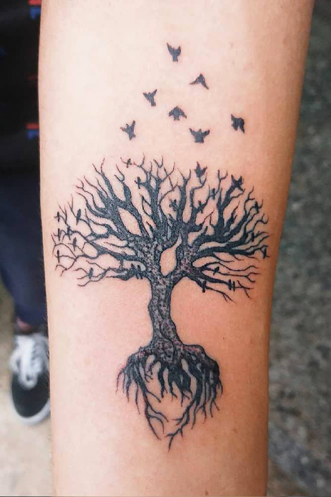 Tree Tattoo With Birds